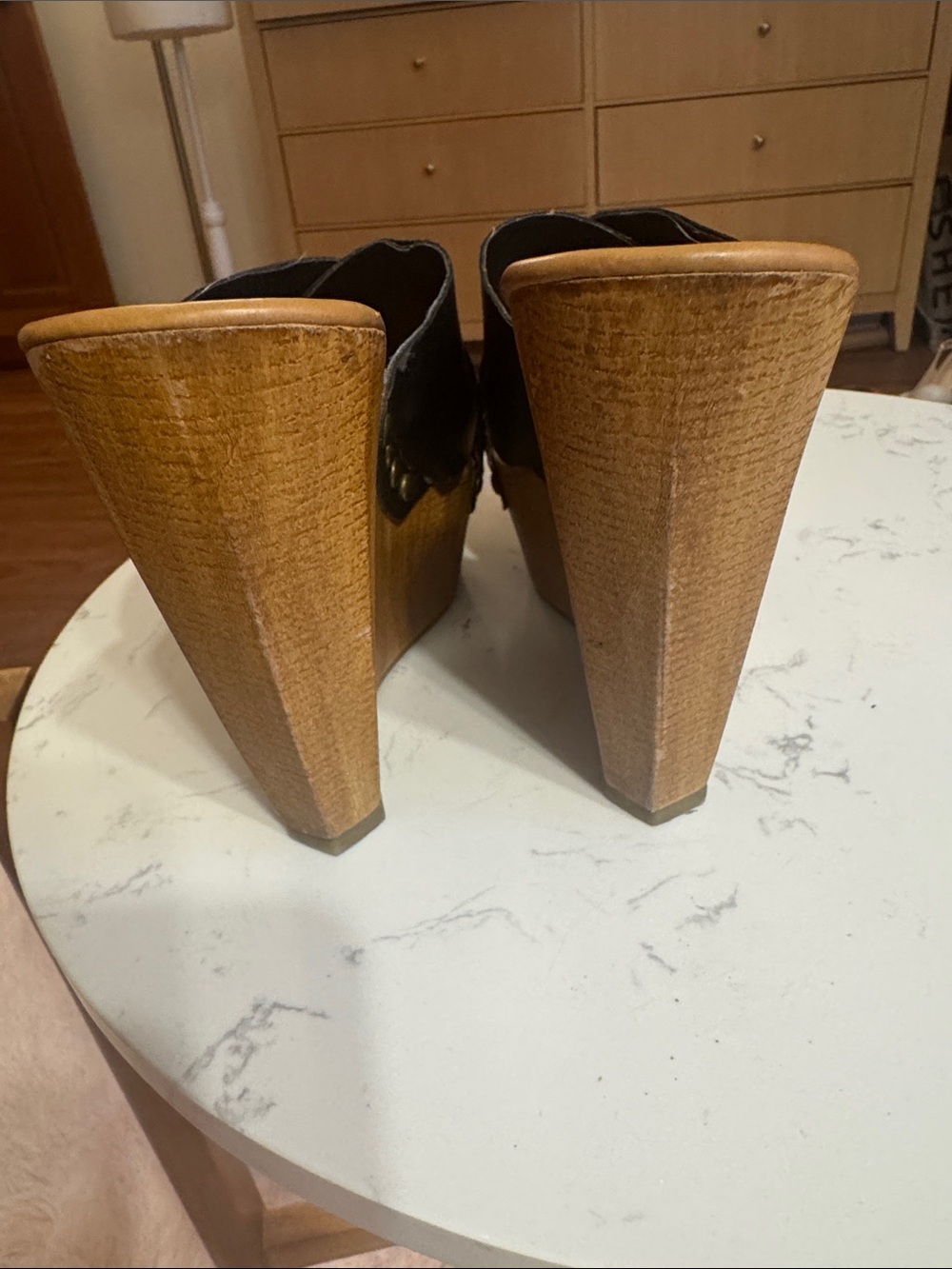 Candie's Black Cross-Band Wedge Slide Sandals - Picture 5 of 10